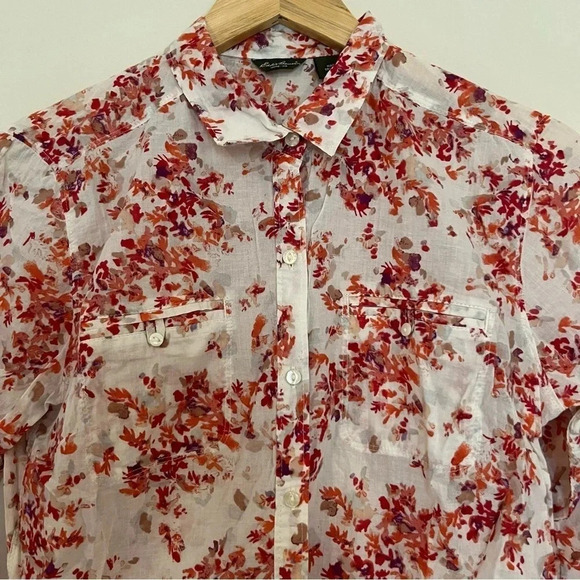 EDDIE BAUER 100% Cotton Floral Print Lightweight Buttondown Shirt - Picture 2 of 9